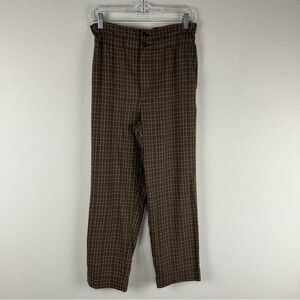 Madewell Brown Plaid Paperbag Tapered Casual Pants Size 0